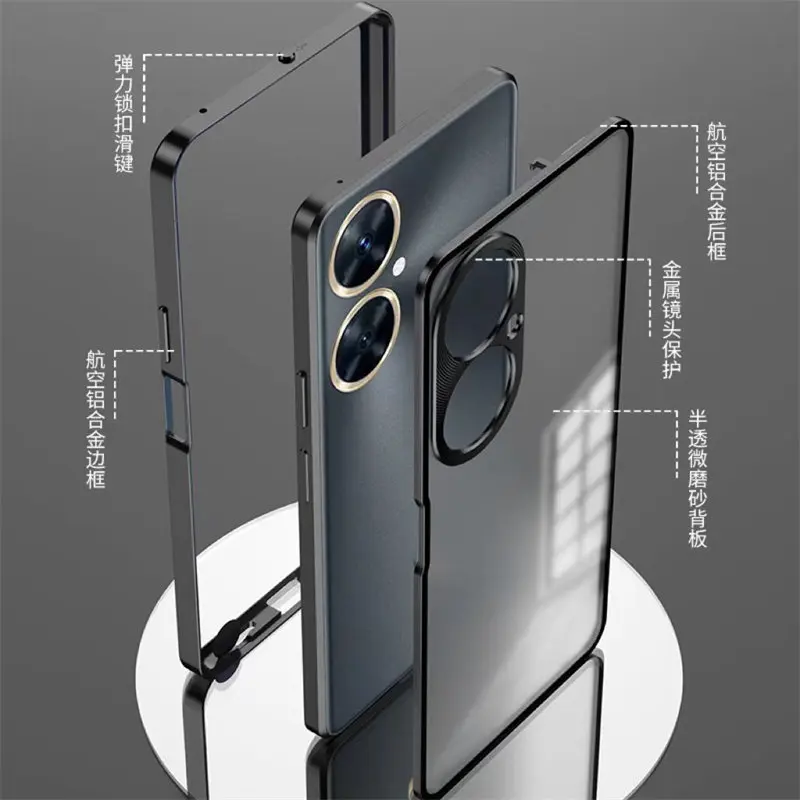 Oneplus Nord CE 3 Lite CPH2467 CPH2465 Case Metal Bumper with Clear Glass Hard Cover Phone Case for Oneplus Nord CE3 Lite 5G