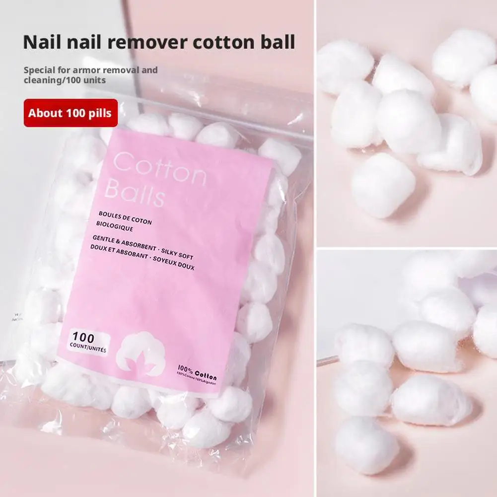 50/100/200pcs Cotton Ball 100% Pure Cotton Ball Nail Polish Remover Cleaning Tool Makeup Cotton Nail Art Manicure Assossories