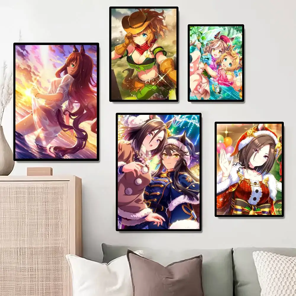 ملصق U-Umamusume Pretty Derby عالي الدقة جدار لاصق مقاوم للماء لغرفة المعيشة المنزلية وغرفة النوم والديكور الجمالي