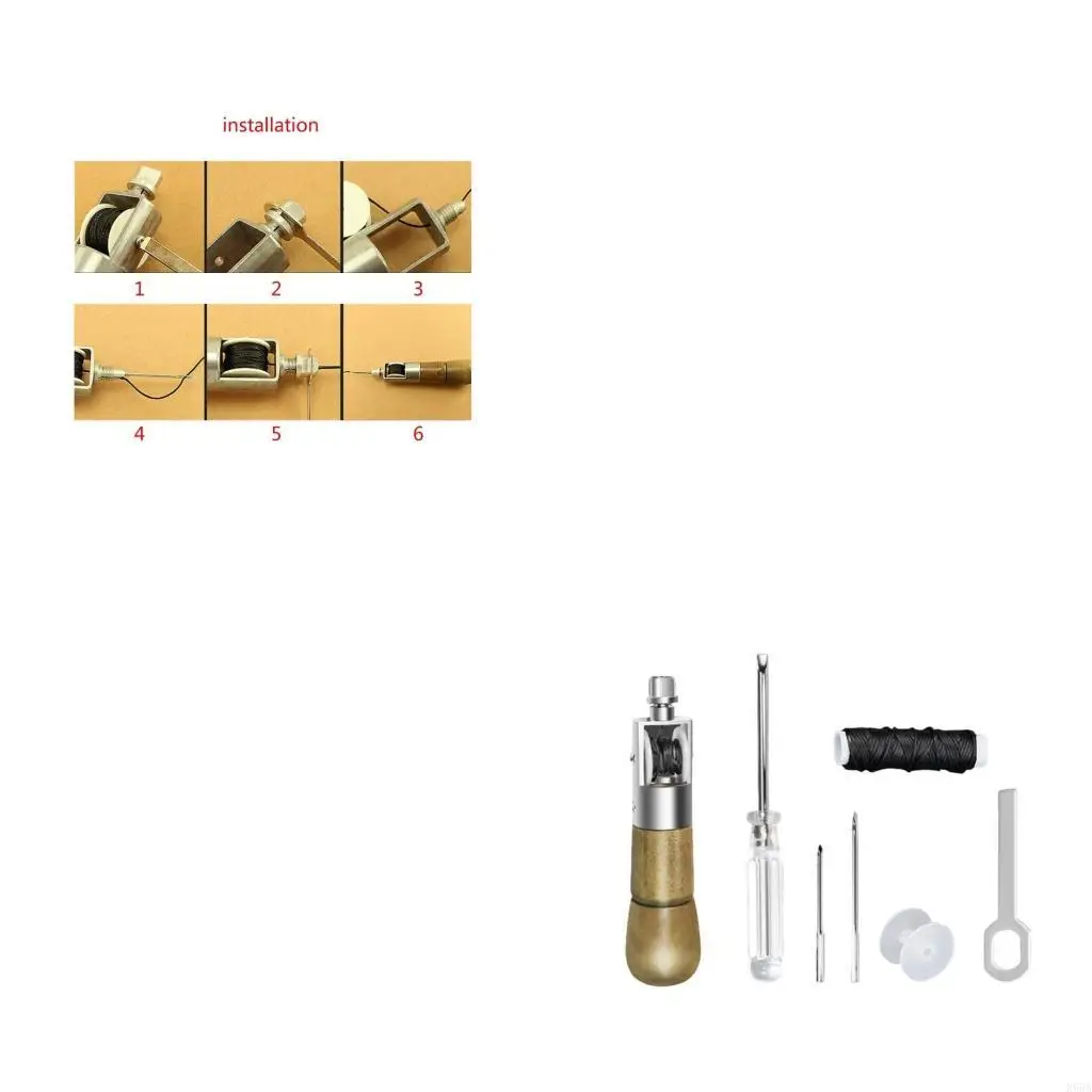 

R66A Stitching Awl Tool Including Sewing Repair Awl, Straight Needle, Thread, Bobbin and Small Screwdriver