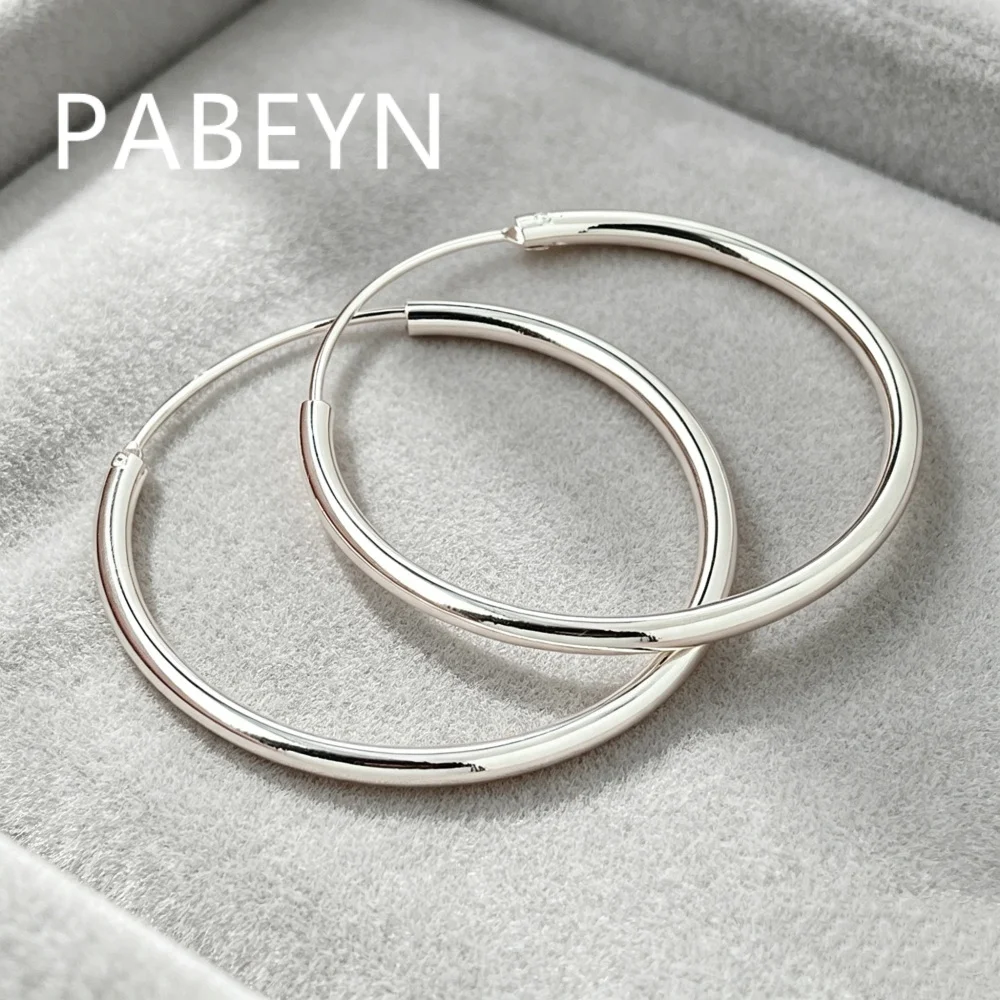 925 Sterling Silver Fashion 3.5cm Glossy Simple Earrings, Daily Commuter Birthday Anniversary Gift