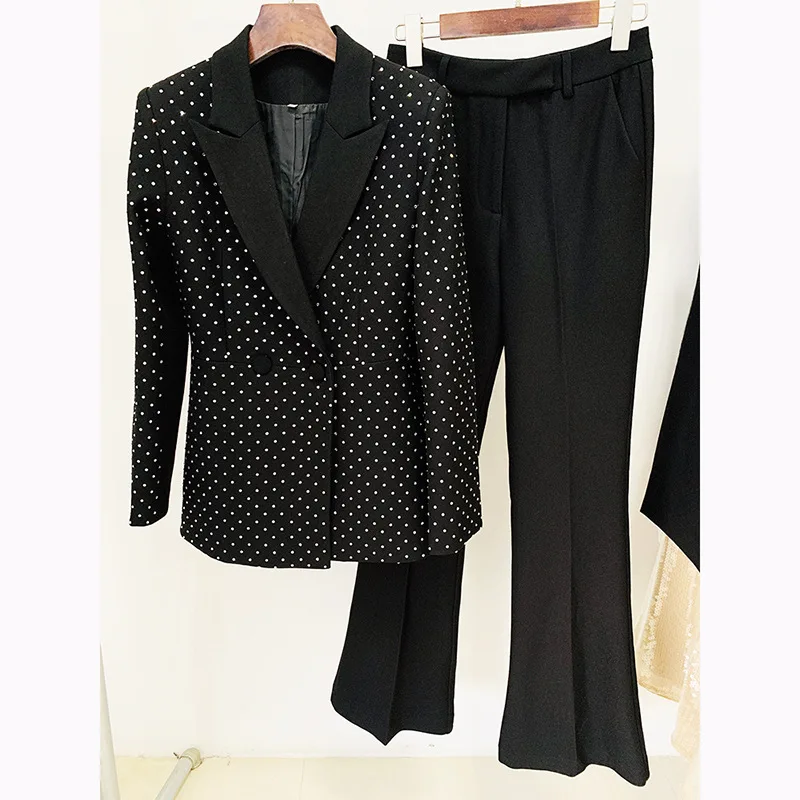 

SuperAen 2024 New European and American Fashion Suit Jacket Long Trousers Women Two-piece Set