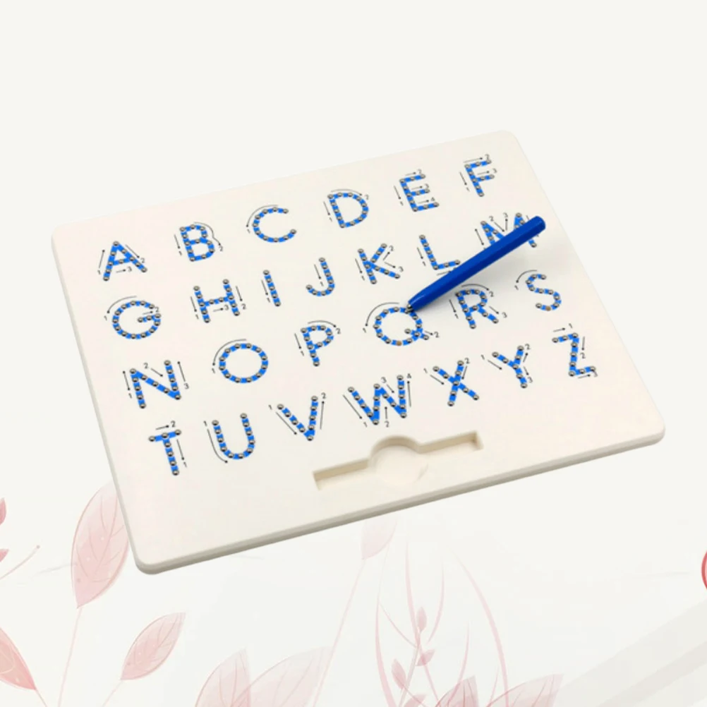 

2pcs Magnetic Alphabet Board Sky-Blue A-Z Tracing With Magnetic Pen Steel Ball Drawing Board Educational Activity Game For Kids