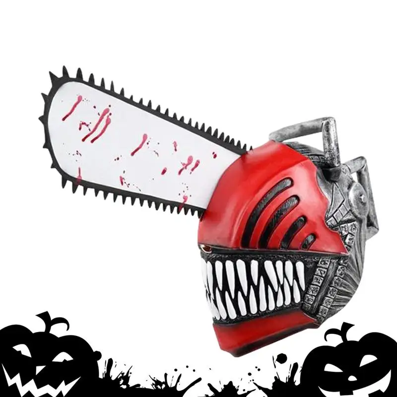 Chainsaw Mask For Men Cosplay Anime Costumes Chainsaw Man Role Saw Latex Helmet Halloween Props Accessories For Adult Gift