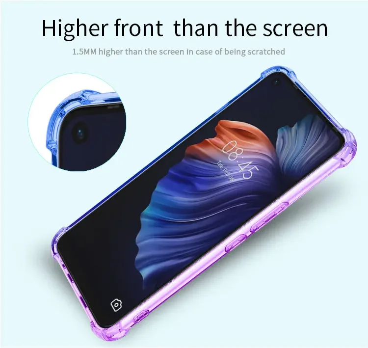 Case for Tecno Camon 17P Camon 17 Pro 16 Pro Camon 15 Air Clear Cute Gradient Slim Anti Scratch Flexible TPU Shockproof Cover