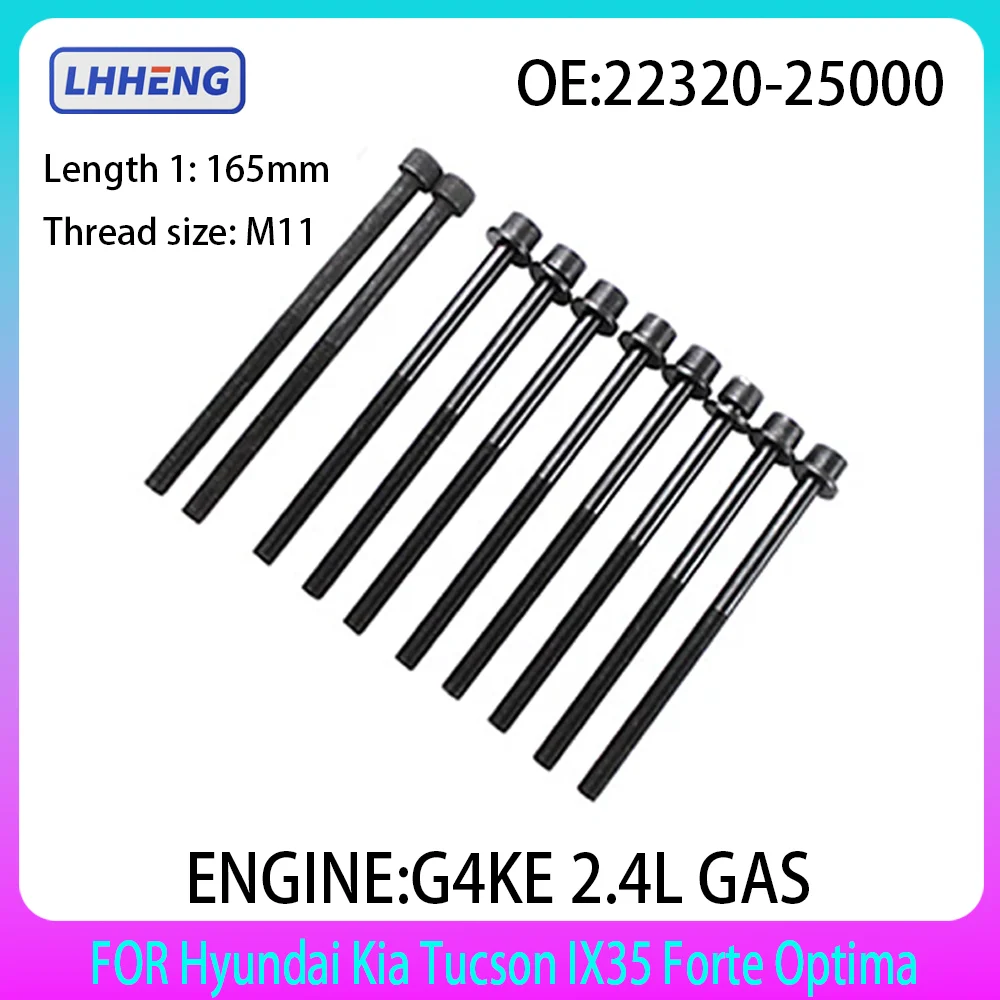 

22320-25000 Cylinder head bolts Set For G4KE Hyundai KIA Santa Tucson Optima 2.4 L4 GAS 2.4 L T 2007-2021 22321-25001 81045900