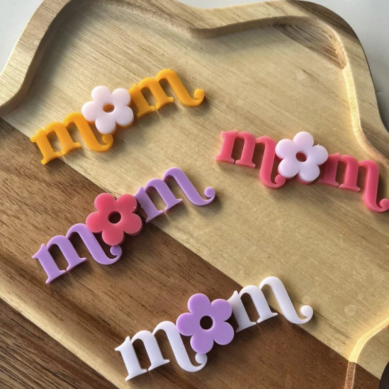 Happy Mothers Day Birthday Cake Topper Gold Simple Design Acrylic MOM Party Cake Toppers Mother's Day Gifts Dessert Decoration