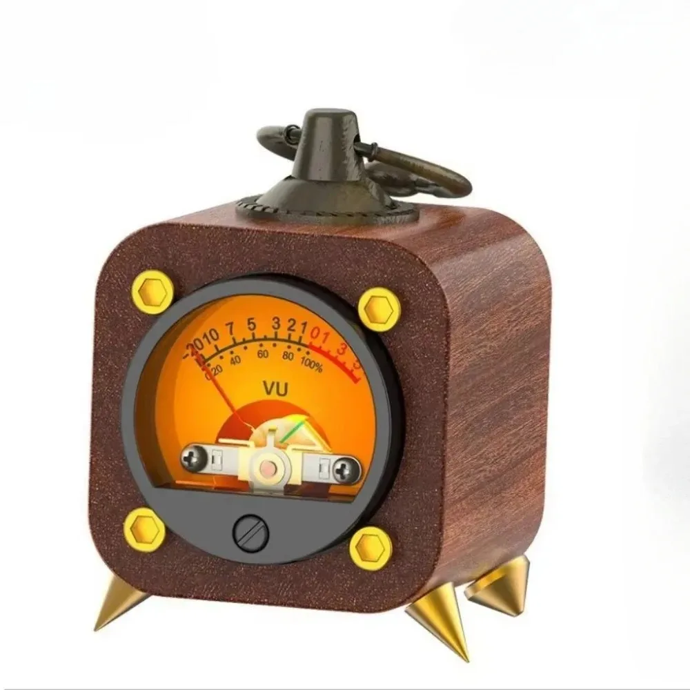Solid Wood Desktop Ornament VU Pickup Level Meter RGB Music Rhythm Pickup Light Strip Backlight Atmosphere Decoration Gift