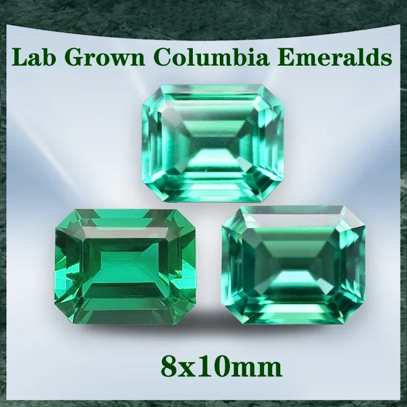 

Lab Grown Emerald Selectable AGL Certificate Rectangle Shape Hydrothermal Colombia Size 8x10mm for Diy Jewelry Making Materials