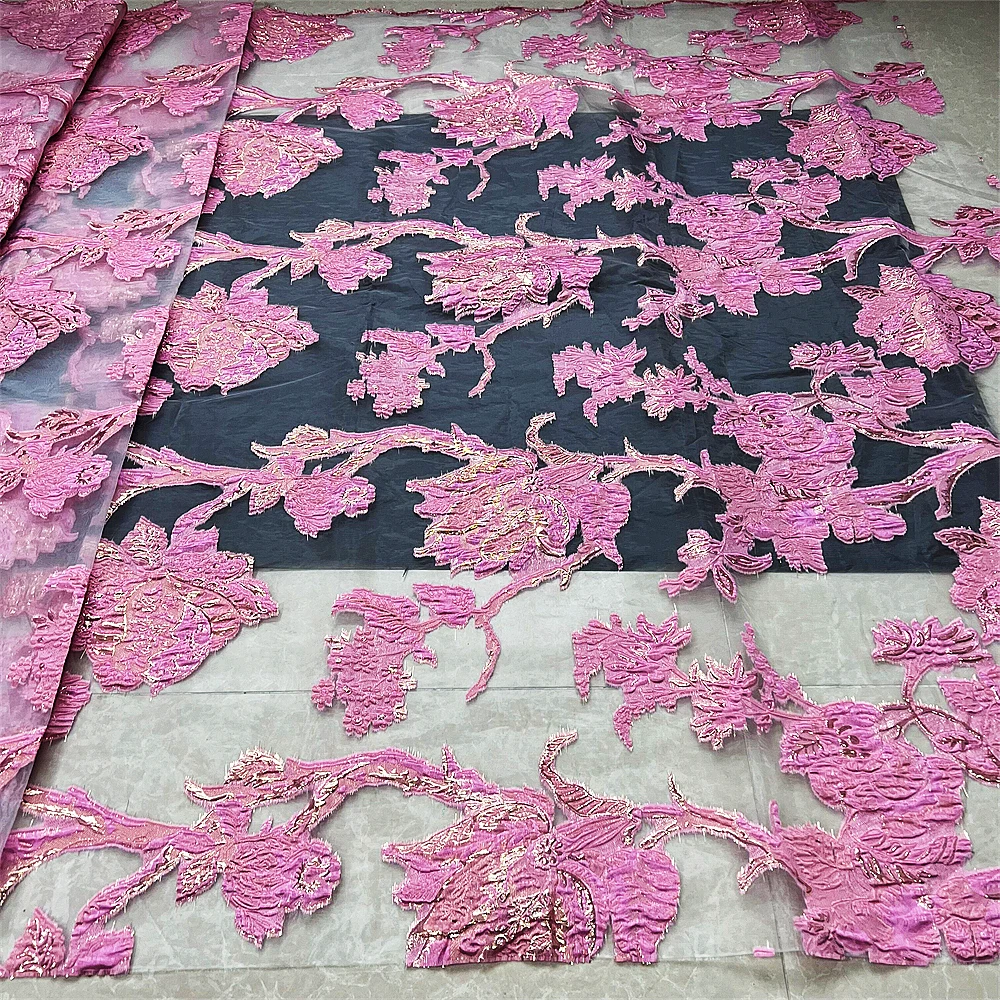 African Lace Fabric Beautiful Design Organza Lace Fabric French Net Tulle Lace Fabric Nigerian Sequins Lace For Dress COP-0015