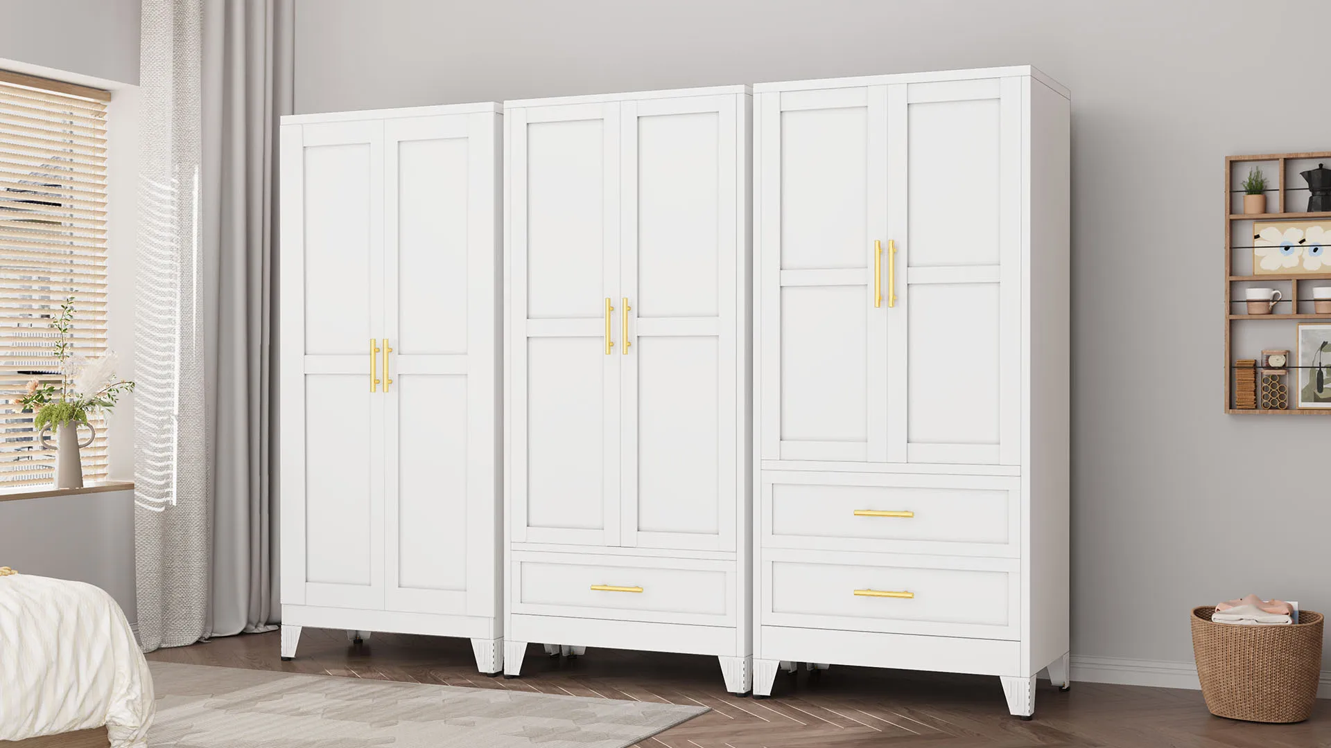 نظام فتح الأثاث المحمولة خزانة الملابس أبواب خزانة الملابس منظم للملابس 2 باب خزانة الملابس لغرفة النوم #5