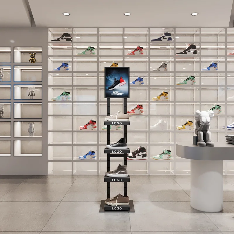 

custom.Sport footwear yiree store fixtures custom retail metal shoes shop interior design fitting rack display