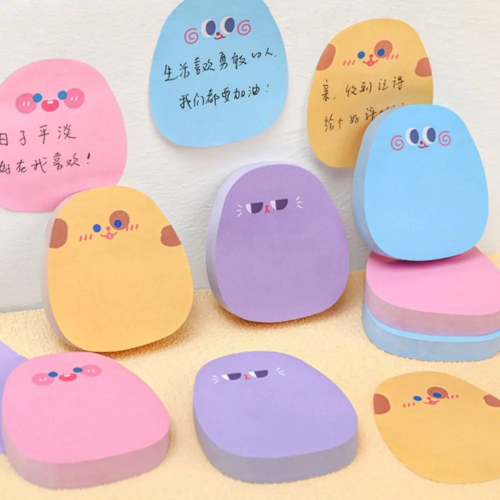 60 Sheets Sticky Notes Memo Pad Colored Cartoon Messages Sticking Paper Ins Kawaii Message Paper Office