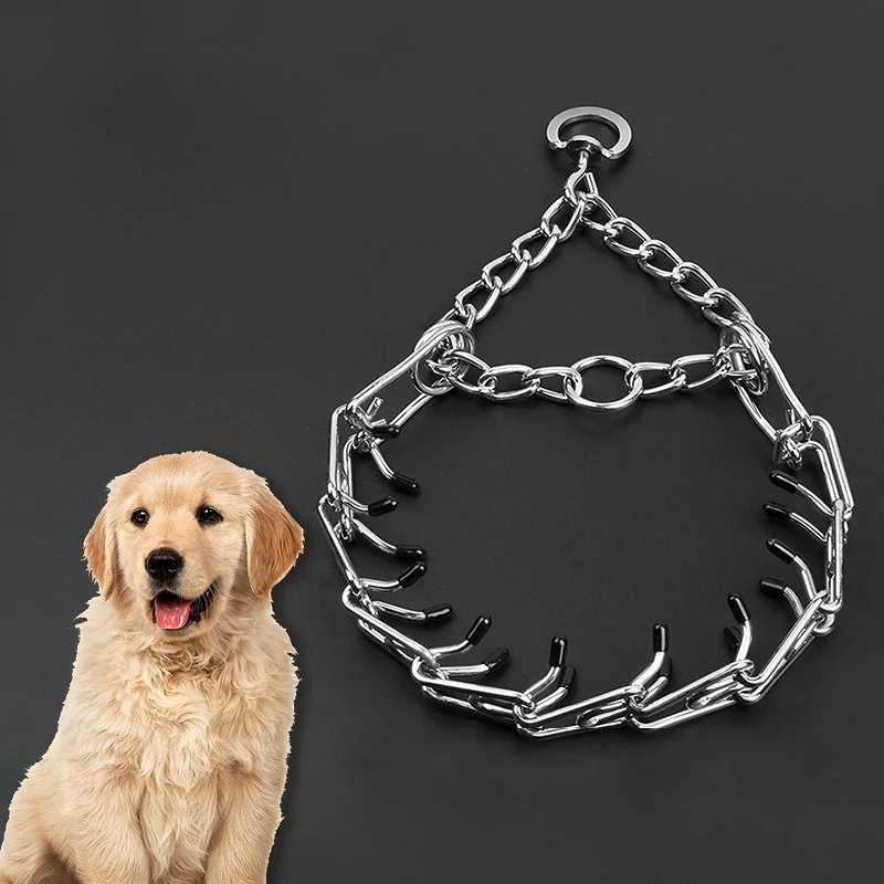 Effective Pinch Dog Training Collar With Comfort Rubber Tips Safe Adjustable Detachable Stainless Steel Pet Prong Choke Collar