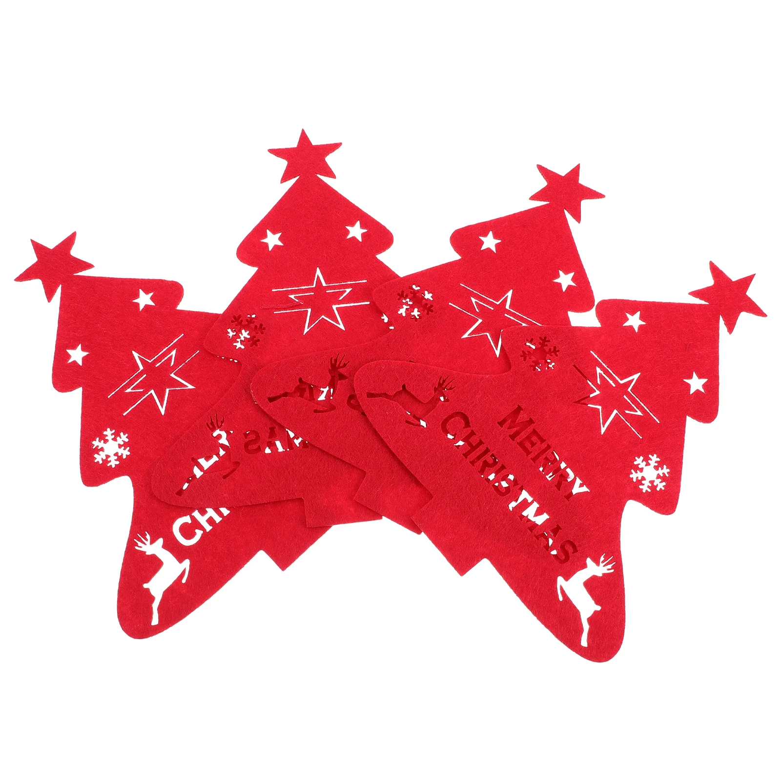 

4 Pcs Letter Christmas Tree Knife and Fork Suit Decoration Felt Cloth Utensils Holder Festive Decorations