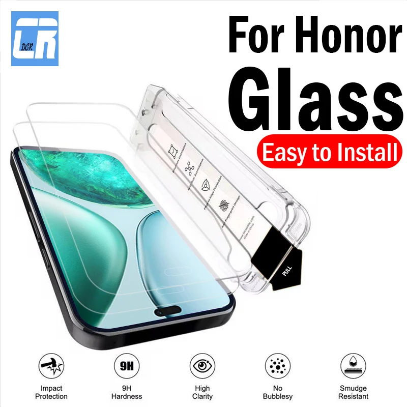 1-2 قطعة واقي شاشة ممتاز لهاتف Honor X8c X8b X8a X7d X7c X7b X7a X7 X9d X9 5G تركيب تلقائي من الزجاج المقسى الخالي من الغبار