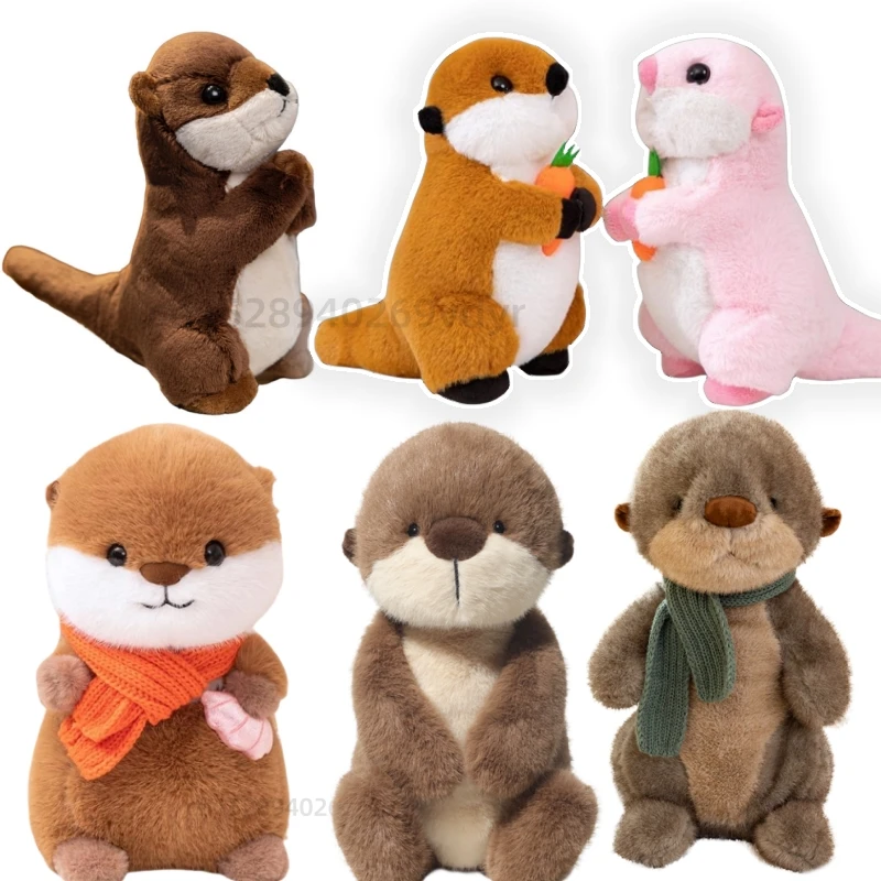 

Серия животных, сидящая рыба, шарф с выдрой, плюшевая игрушка, мягкая подушка, декор для домашнего офиса, комфортная кукла для ребенка, подарки на день рождения для детей