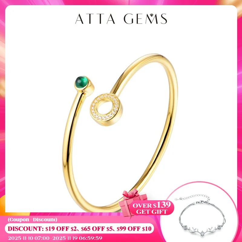 

ATTAGEMS Emerald Gemstone Bracelets for Women 18K Yellow Gold Plated Charm Bracelet for Romantic Engagement Party Gifts