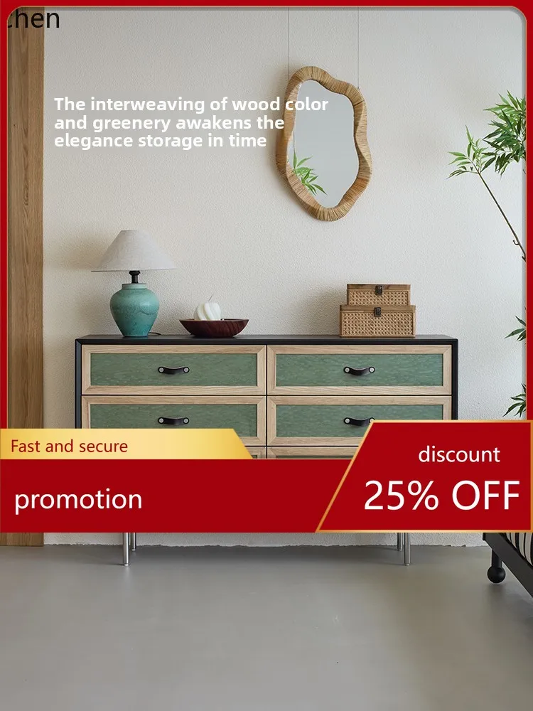 

ZML Solid Wood Storage Cabinet Side Cabinet Vintage Bedroom Bedside Living Room Entryway Cabinet