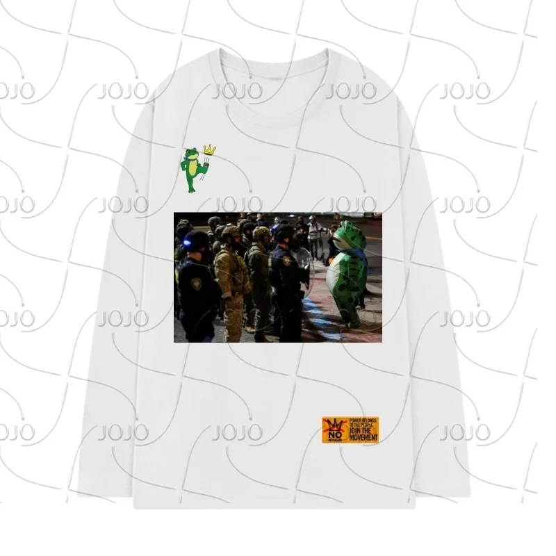 

Portland Frog Protest NO KING Free Frog Parade Long-Sleeve T-Shirt, 3D Printed Quick-Dry Breathable Cosplay Party HIPHOP TOP