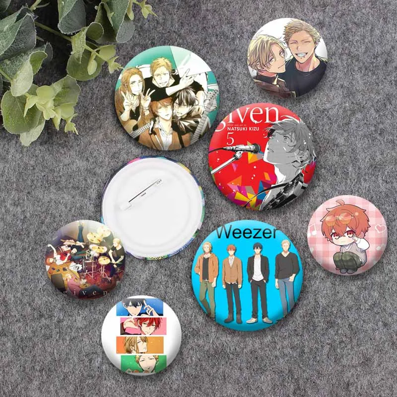 Cartoon Character Mafuyu Ritsuka Haruki Akihiko Button Pin BL Anime Given Brooch Snap-in Badge Backpack Accessories Jewelry Gift