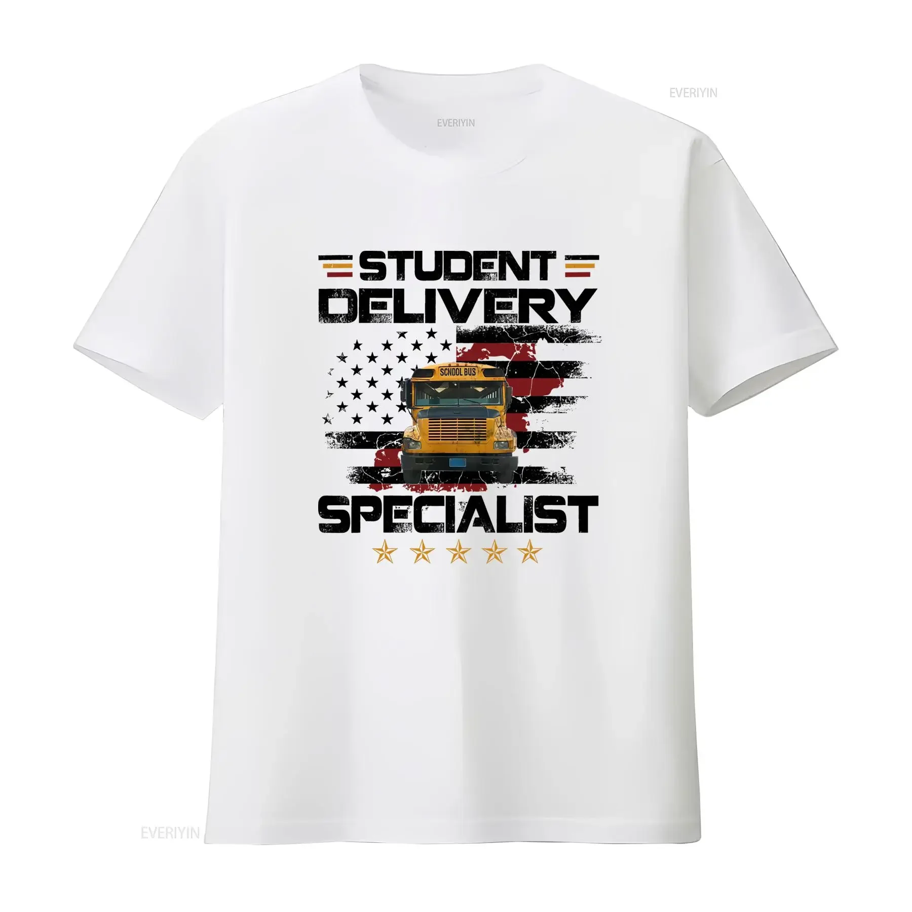 New Student Delivery Specialist Funny School Bus Driver T Shirt S 5XL American Flag Design vintage Washed fashion streetwear