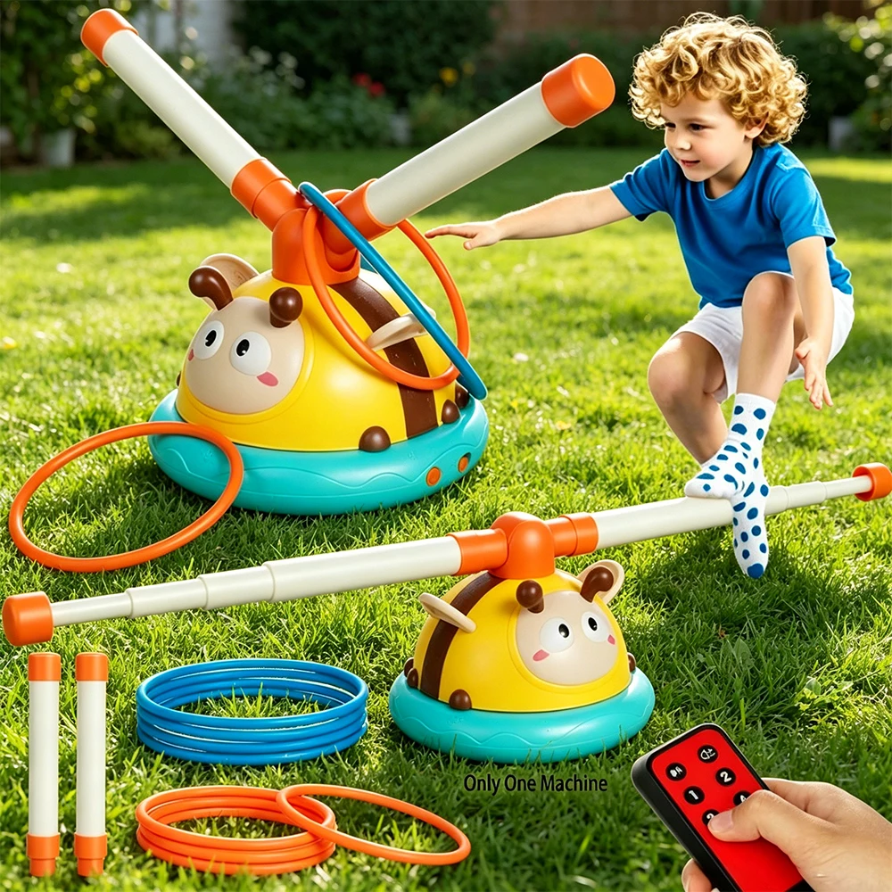 Outdoor Toys for Kids 2-in-1 Musical Jump Toy With Remote Control Toss Ring & Baseball Game Indside Outside Active Play Toy