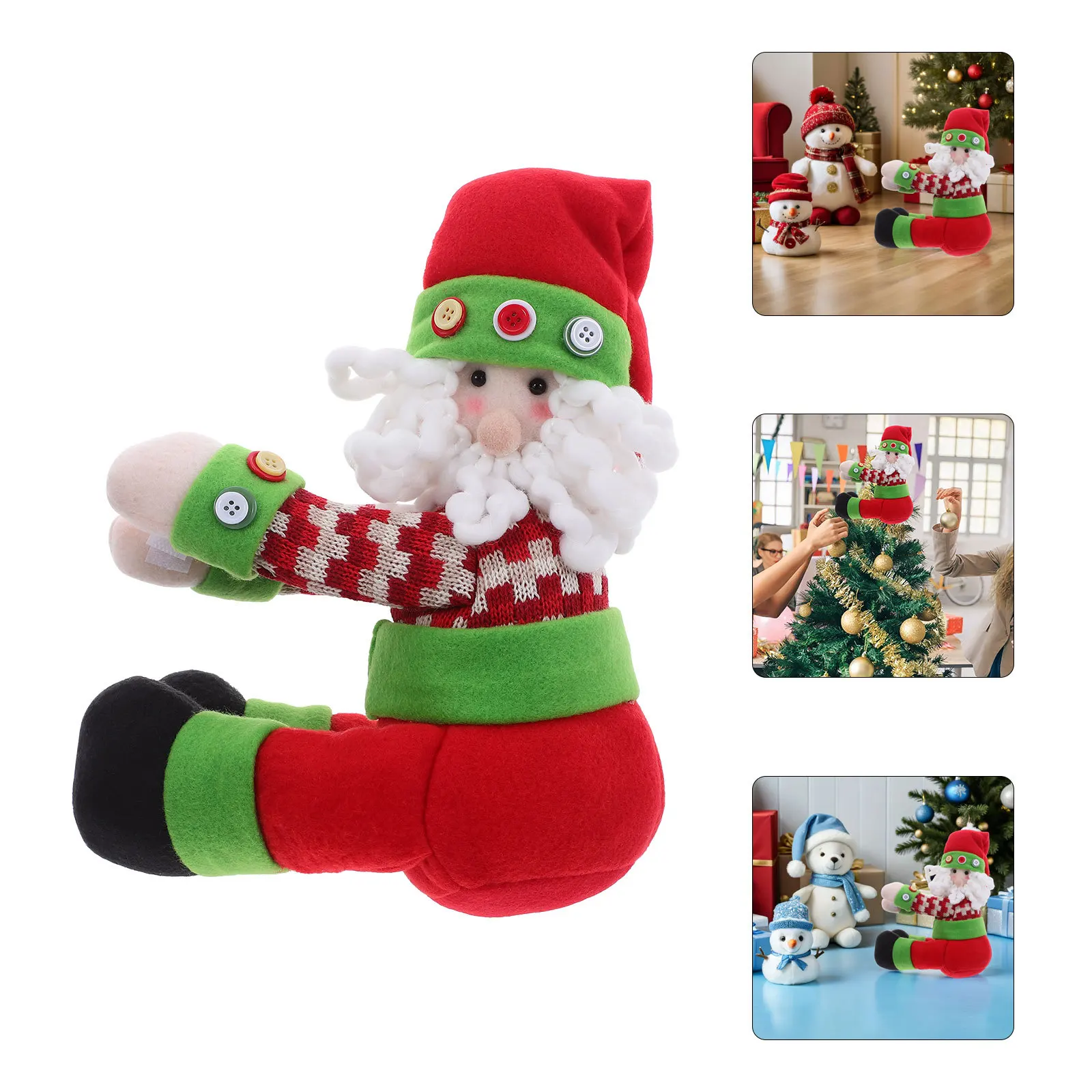 

Christmas Tree Topper Santa Claus Soft Fabric Hugging Gnome Xmas Decoration Tree Ornament Curtain Tie Accent Funny Holiday