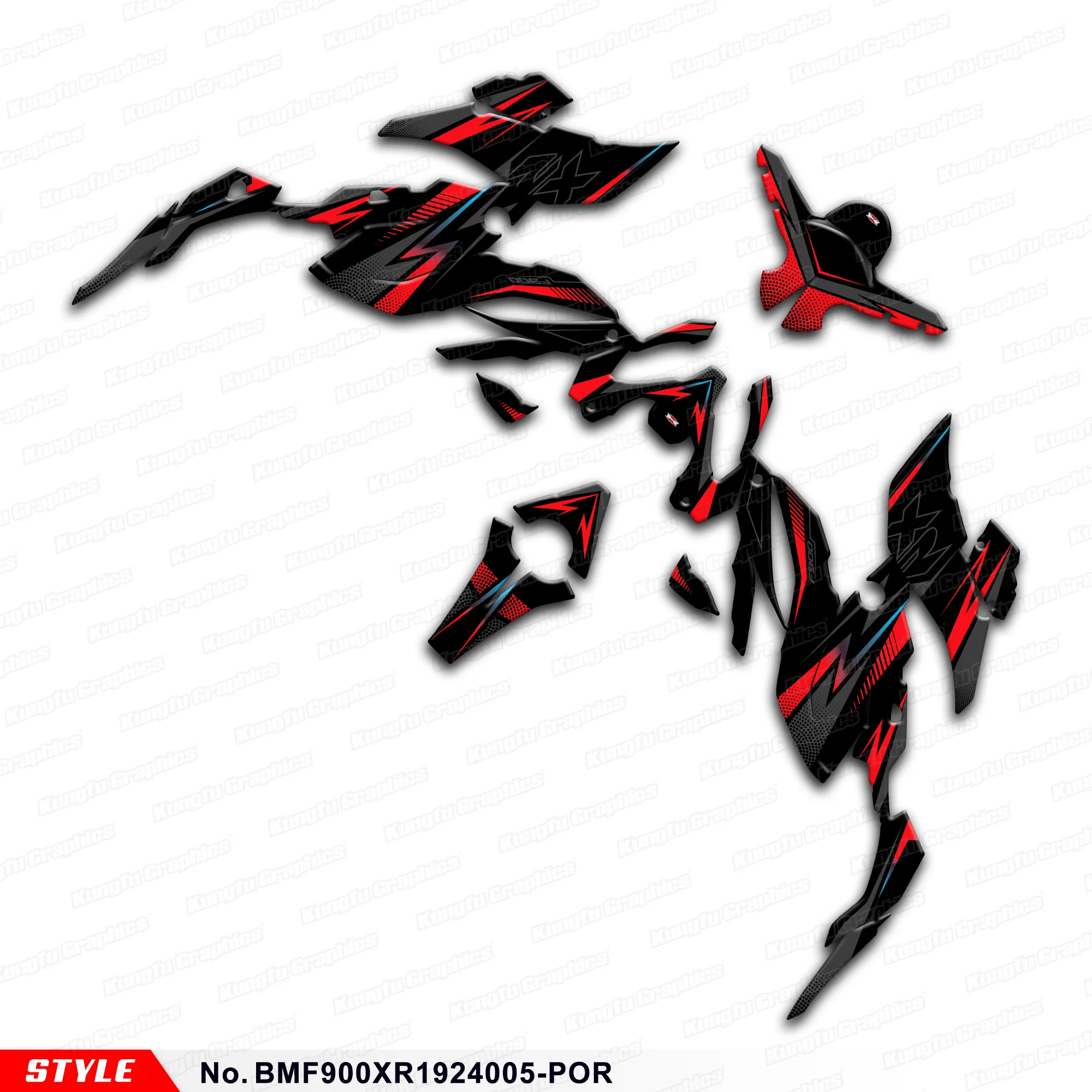

Aftermarket Personalised Graphics Motorcycle Vinyl Sticker Kit for BMW F900XR 2019 2020 2021 2022 2023 2024, BMF900XR1924005-POR