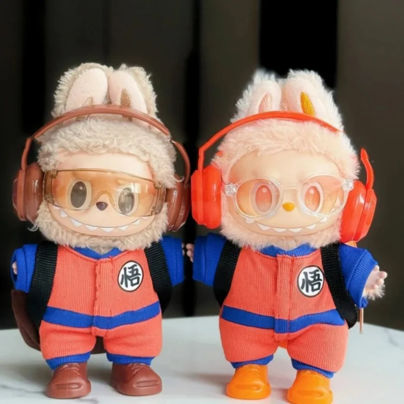 Animado Dragon Ball série 15 17 cm pour Labubu Anime Boneca Roupas Conjunto bricolage pistolet écouteurs multicolore vêtements accessoires