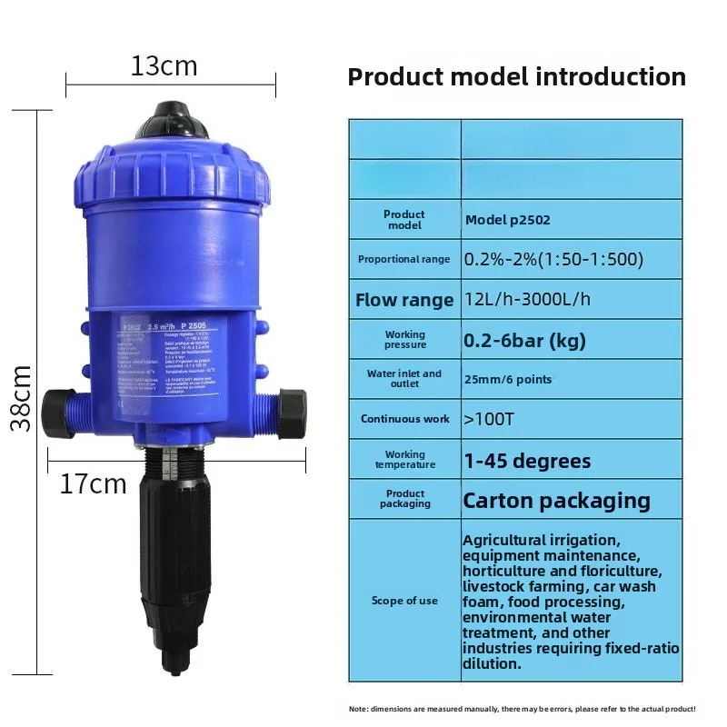 P2502 Water Powered Proportional Dosing Pump Fertilizer Injector Liquid Dispenser for Rainwater Collection Irrigation System