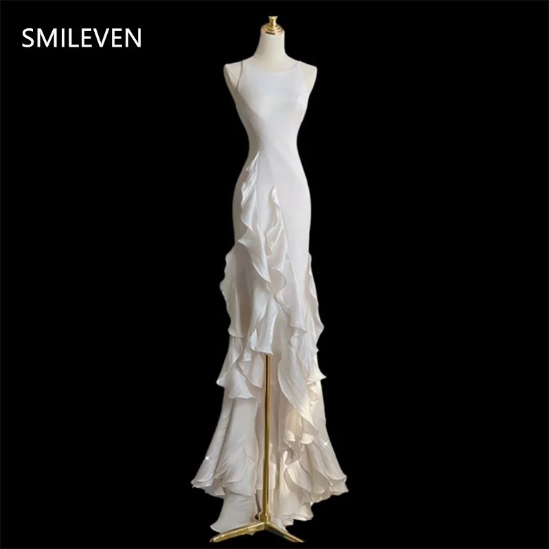 

Smileven Mermaid Modest Pleats Prom Dress Sleeveless Evening Gowns vestidos de fiesta elegantes Party Dress Customized 2025 2025