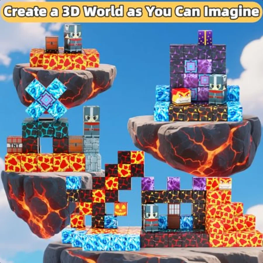 Bloques magnéticos 100 Uds. Bloques de construcción magnéticos bloques magnéticos construyen juguetes de apilamiento mundial 3D juguetes educativos sensoriales STEM regalos S