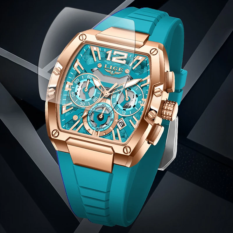 

LIGE модные простые кварцевые мужские часы с силиконовым ремешком, уличные повседневные спортивные часы с календарем, светящиеся водонепроницаемые полые часы для мужчин, новинка