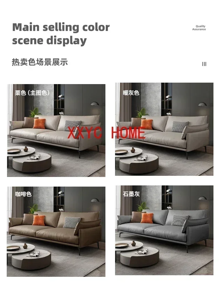 شقة صغيرة حديثة الحد الأدنى غرفة المعيشة ثلاثة مقاعد أسفل القط باو النسيج الجلود صف مستقيم أريكة #3