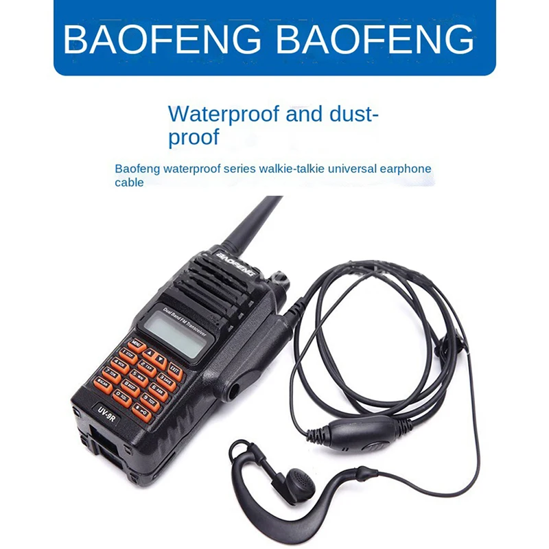 Baofeng UV-9R 플러스 워키토키용 방수 이어피스, HF UHF 트랜시버, UV9R 플러스, A58 BF-9700, 양방향 라디오 헤드셋 이어폰