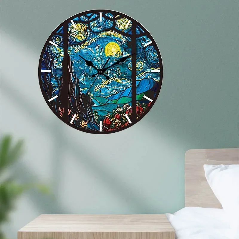 New Transparent Acrylic Wood Grain Wall Clock High Quality Luxury Wall Decoration Clocks for Living Room Bedroom Office Home F9C