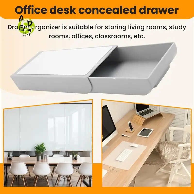 

AED7-2 Pcs Self-Adhesive Desk Drawer Desk Drawer Pencil Tray Desk Shelf Pencil Tray Under Desk