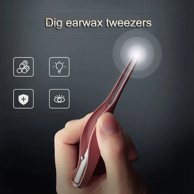 New Ear Cleaner Tweezer Soft Ear Picks LED Flash Light Ear Wax Curette Picker Ear Cleaning Tools Ear wax Dig removal Earpick