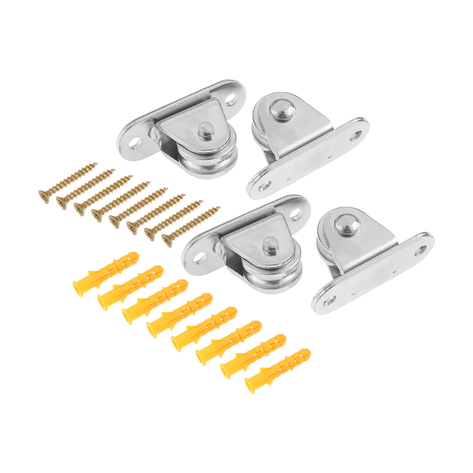 4Sets Pulley Block with Ball Bearings Mounting Screws Small Pulley Wheel for Handling Moving Rope Sun Shade Sails Material