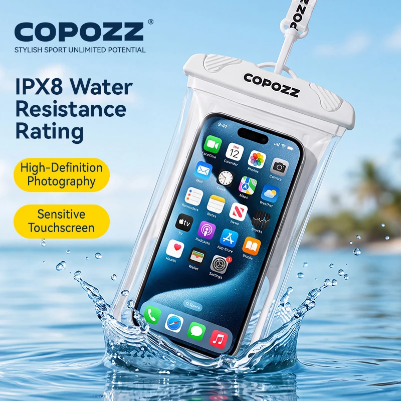 COPOZZ Universal Waterproof Pouch, IPX8 Phone Dry Bag for Swimming Beach Kayaking, Submersible Floating Case for 7.5