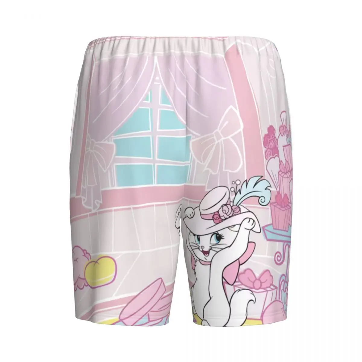 Aristocats Dos desenhos animados Pijama Shorts dos homens, Marie Cat Pijamas, Lounge Bottom, Stretch Sleep Pjs curtos com bolsos, personalizado