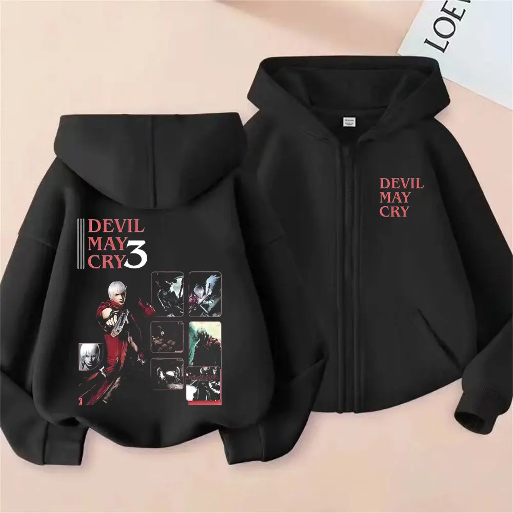 

Game Devil May Cry Dante Zipper Hoodie Men Women Gothic Punk Oversized Zip Up Jacket Men's Retro Long Sleeve Zip Up Sweatshirt