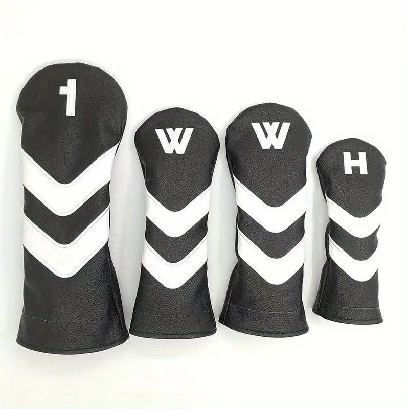 

Golf head cover, Black golf club head cover, double slash, minimalist sports style, premium leather with digital label