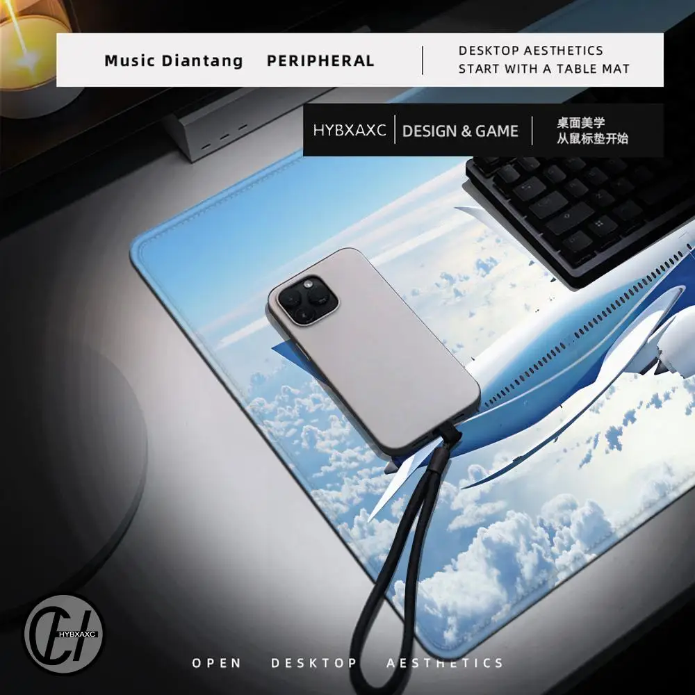 Aircraft Mouse Pad Airplane Sky Runway Scenery Non Slip Rubber Extended Desk Mat Waterproof Gaming Keyboard Mousepad