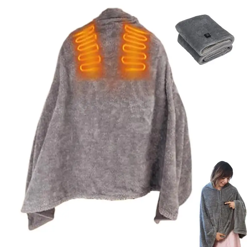 

Portable Shawl Heating Blanket USB Heating Blanket Fast Heated Poncho Wearable Electric Blanket for Winter Indoor Heated Shawl