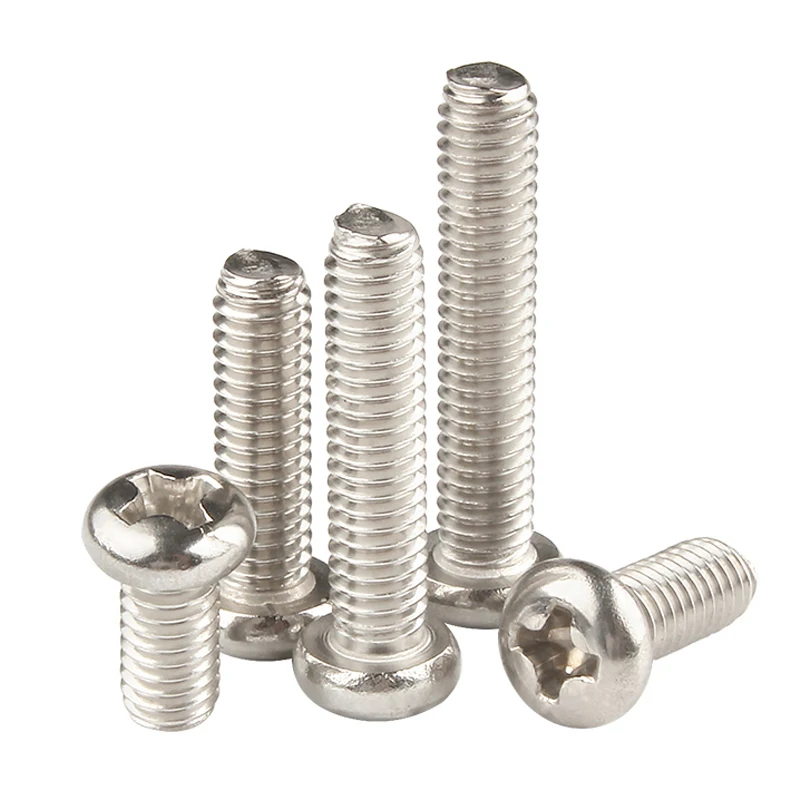 20-500pcs M1 M1.2 M1.4 M1.6 m1.7 M2 M2.5 M2.6 M3 M3.5 M4 Nickel Plated Carbon Steel Cross Phillips Round Pan Head Screw Bolt