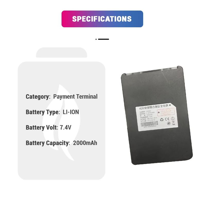 Li-ion 7.4V 2200mAh POS Machine Battery P2000L 335880 for Smart Peak Tact ilion P2000L Pos Systems Battery