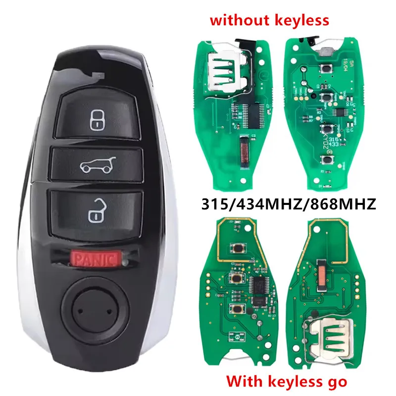 KEYECU Replacement Keyless go OR Smart Remote Key Fob 4Buttons 315/433/868MHZ for Volkswagen Touareg 2011-2017 IYZVWTOUA