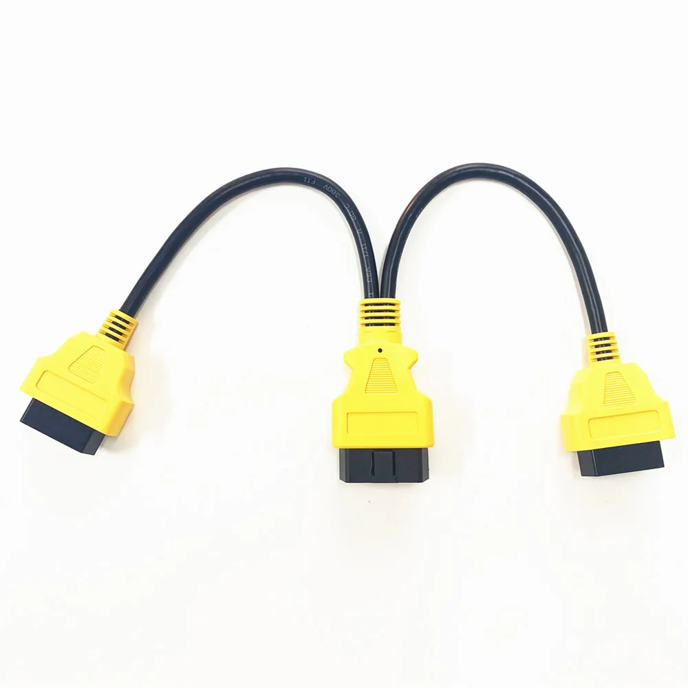 Free Shipping 16Pin 30CM OBD2 Connector 1-2 Splitter Male to Dual Female 30 CM Car OBD 2 Extension Cable